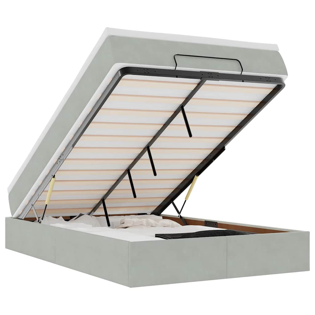 Οθωμανικό κρεβάτι με στρώμα ανοιχτό γκρι 120x190 cm Velvet - Pakobazaar