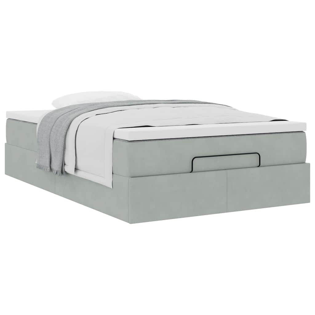 Οθωμανικό κρεβάτι με στρώμα ανοιχτό γκρι 120x190 cm Velvet - Pakobazaar