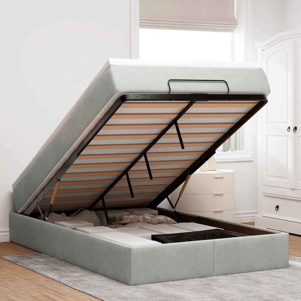 Οθωμανικό κρεβάτι με στρώμα ανοιχτό γκρι 120x200cm Velvet