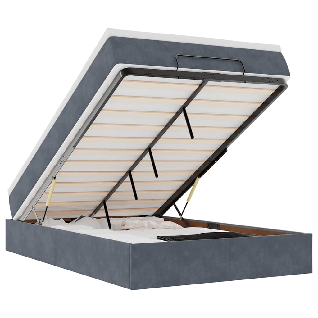 Οθωμανικό κρεβάτι με στρώμα Σκούρο γκρι 120x200cm Velvet - Pakobazaar