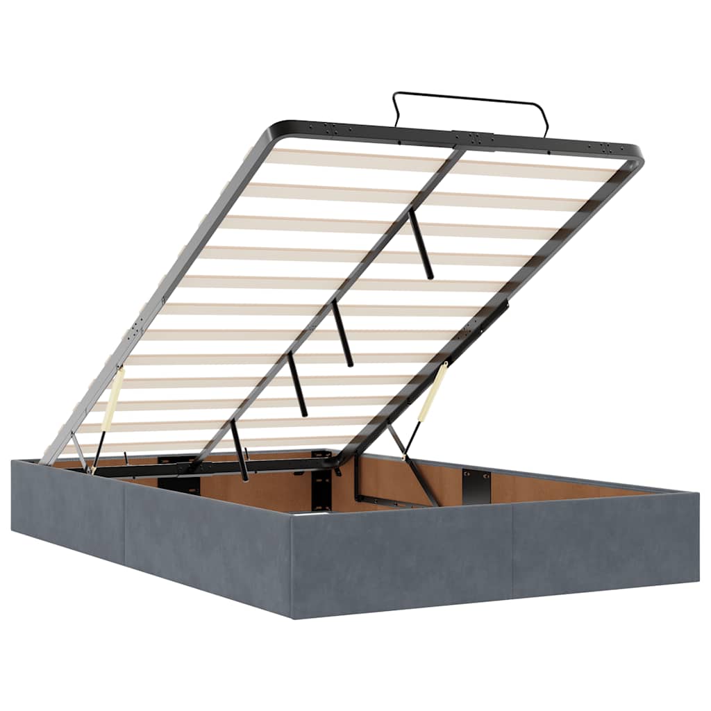 Οθωμανικό κρεβάτι με στρώμα Σκούρο γκρι 120x200cm Velvet - Pakobazaar