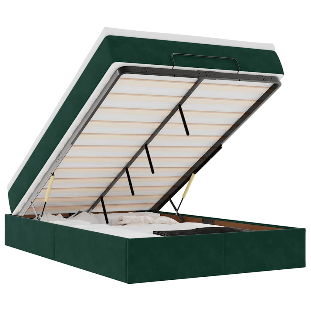 Οθωμανικό κρεβάτι με στρώμα σκούρο πράσινο 120x200cm Velvet - Pakobazaar