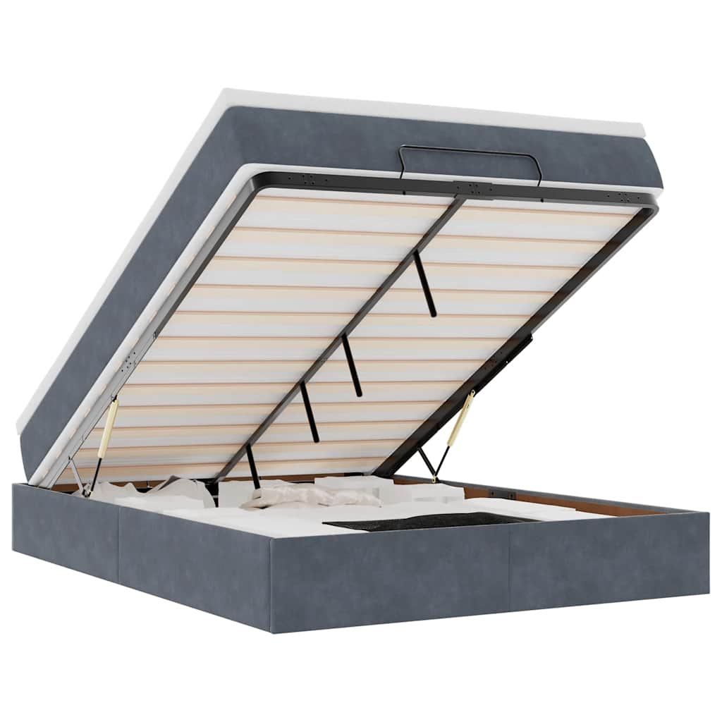 Οθωμανικό κρεβάτι με στρώμα σκούρο γκρι 140x190cm Βελούδο