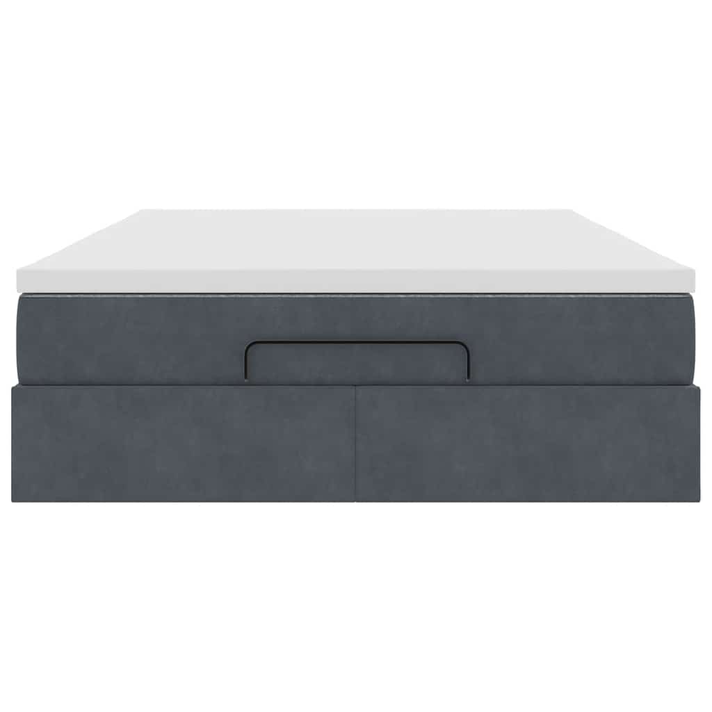 Οθωμανικό κρεβάτι με στρώμα σκούρο γκρι 140x190cm Βελούδο