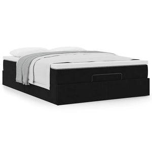 Οθωμανικό κρεβάτι με στρώμα Μαύρο 140x190cm Βελούδο - Pakobazaar