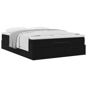 Οθωμανικό κρεβάτι με στρώμα Μαύρο 140x190cm Βελούδο - Pakobazaar