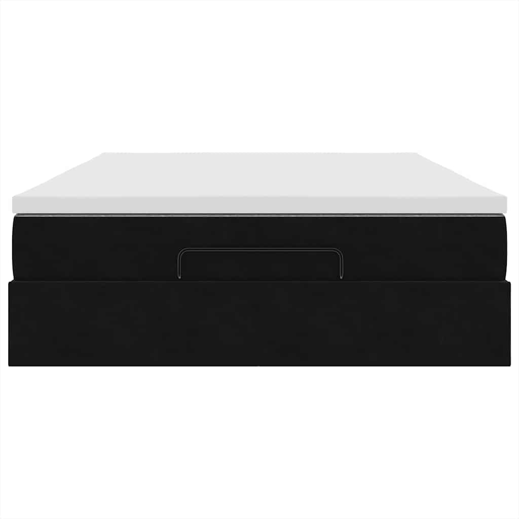 Οθωμανικό κρεβάτι με στρώμα Μαύρο 140x190cm Βελούδο - Pakobazaar