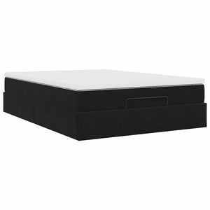 Οθωμανικό κρεβάτι με στρώμα Μαύρο 140x190cm Βελούδο - Pakobazaar
