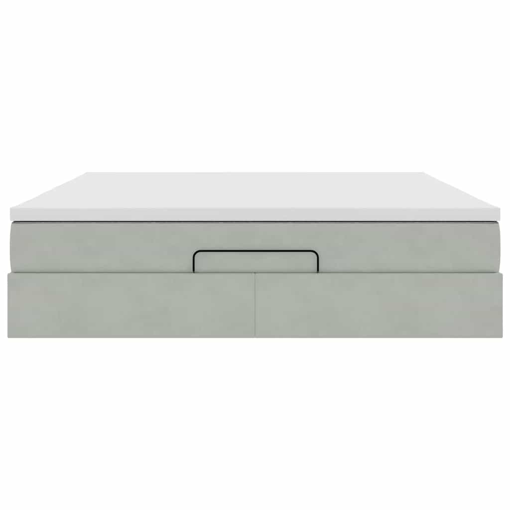 Οθωμανικό κρεβάτι με στρώμα ανοιχτό γκρι 160x200cm Velvet - Pakobazaar