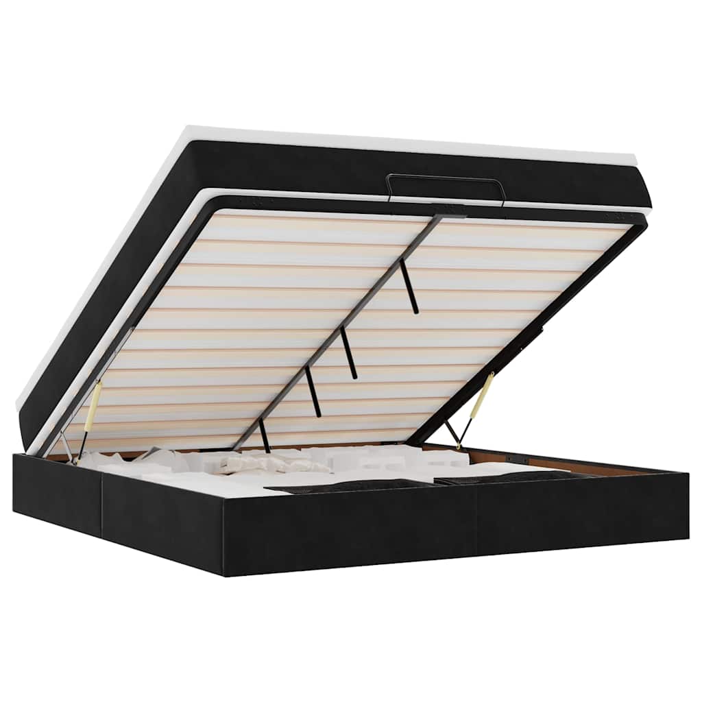 Οθωμανικό κρεβάτι με στρώμα Μαύρο 160x200cm Velvet - Pakobazaar