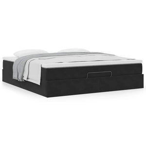 Οθωμανικό κρεβάτι με στρώμα Μαύρο 160x200cm Velvet - Pakobazaar