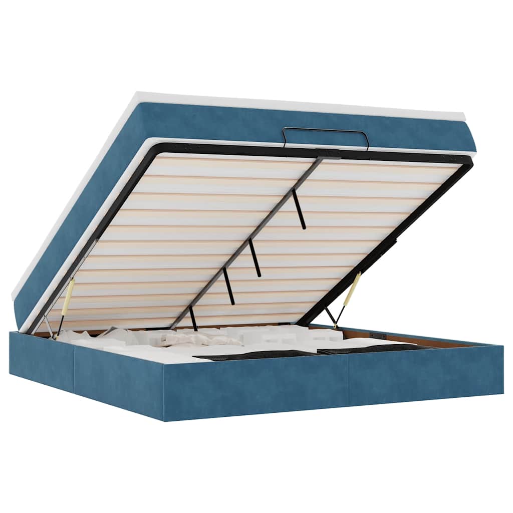 Οθωμανικό κρεβάτι με στρώμα σκούρο μπλε 160x200cm Velvet - Pakobazaar