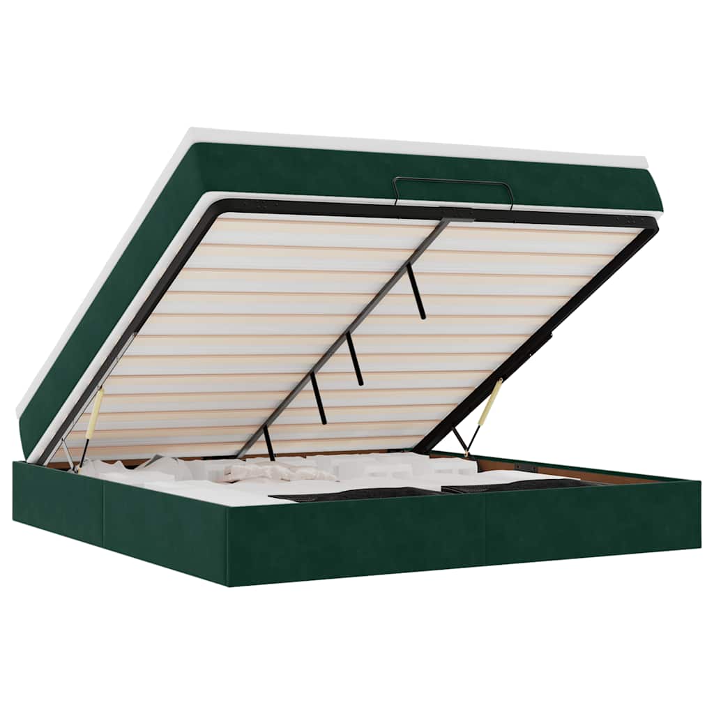 Οθωμανικό κρεβάτι με στρώμα σκούρο πράσινο 180x200cm Velvet