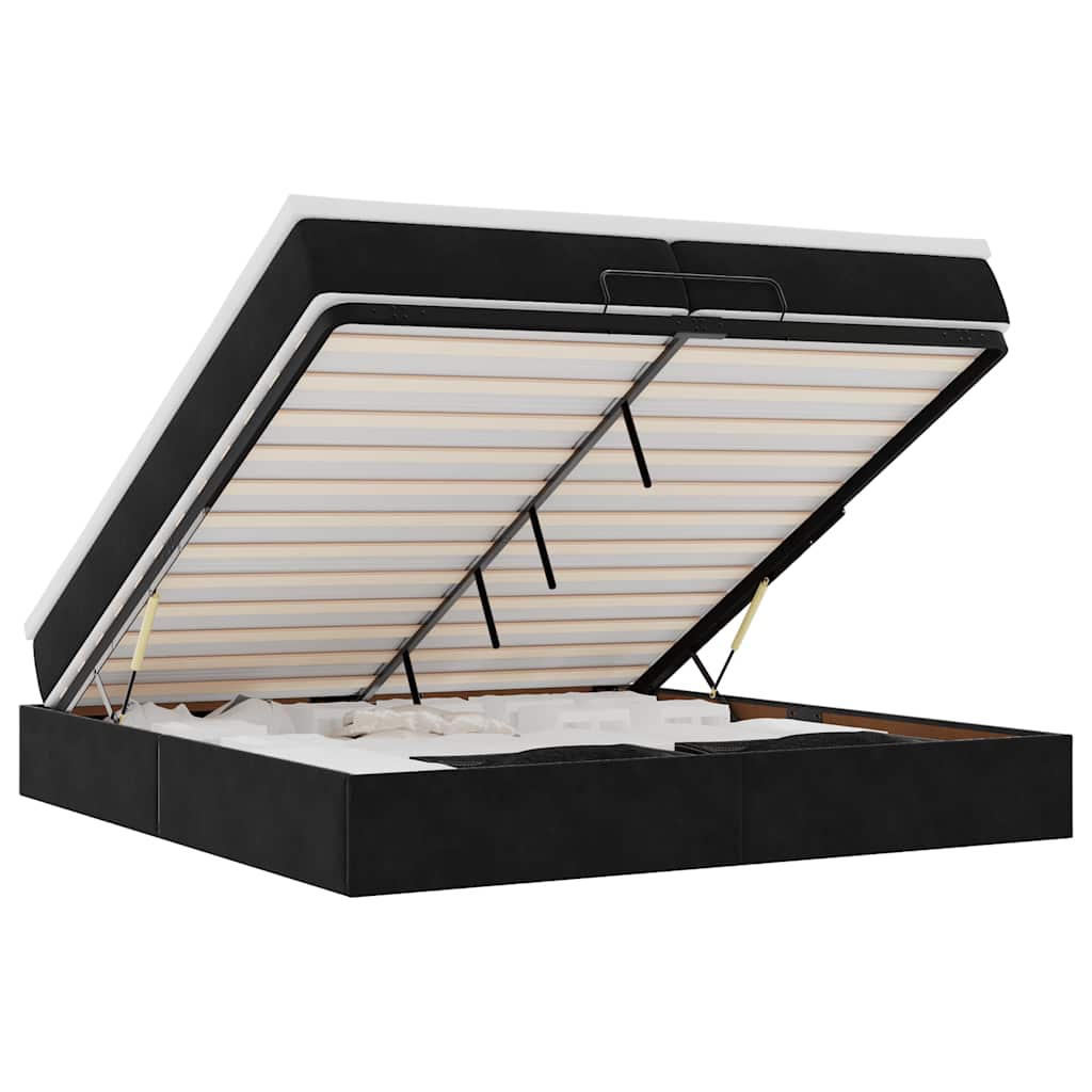 Οθωμανικό κρεβάτι με στρώματα Μαύρο 200x200cm Velvet - Pakobazaar