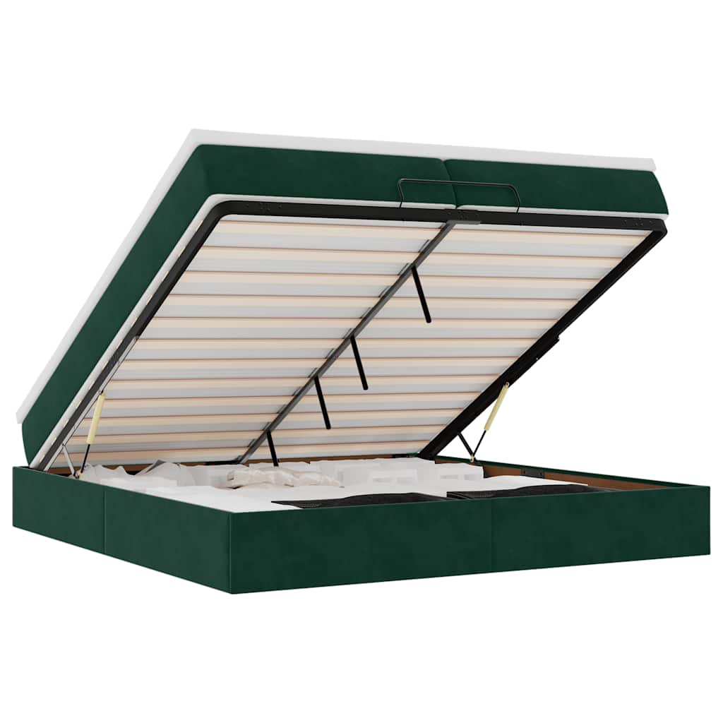 Οθωμανικό κρεβάτι με στρώματα Σκούρο πράσινο 200x200cm Velvet