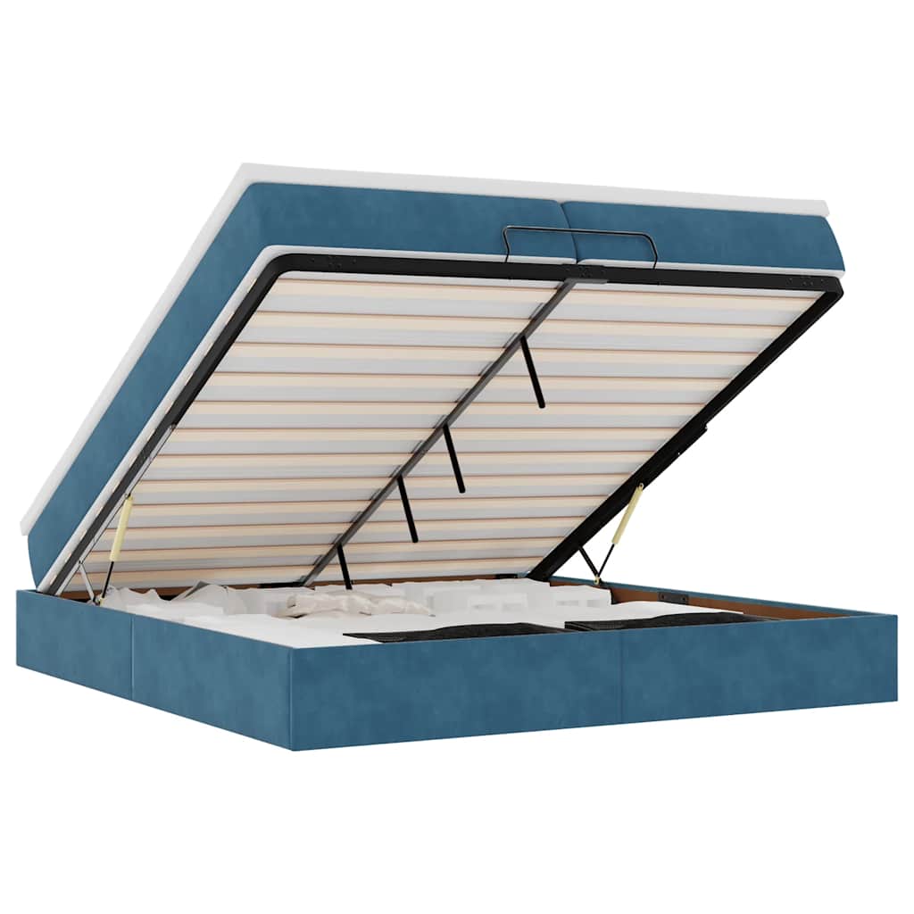 Οθωμανικό κρεβάτι με στρώματα Σκούρο μπλε 200x200cm Velvet - Pakobazaar