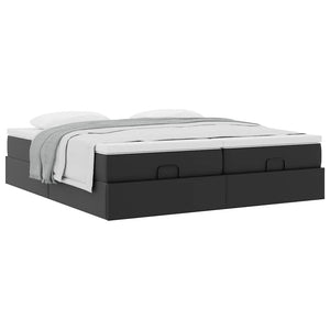 Οθωμανικό κρεβάτι με στρώματα Μαύρο 160x200cm Συνθετικό δέρμα - Pakobazaar