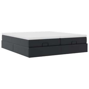 Οθωμανικό κρεβάτι με στρώματα Μαύρο 160x200cm Συνθετικό δέρμα - Pakobazaar