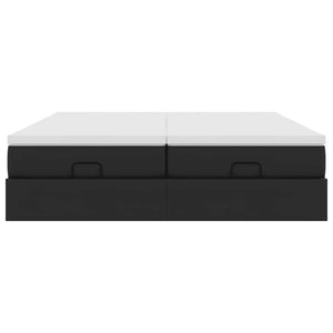 Οθωμανικό κρεβάτι με στρώματα Μαύρο 160x200cm Συνθετικό δέρμα - Pakobazaar