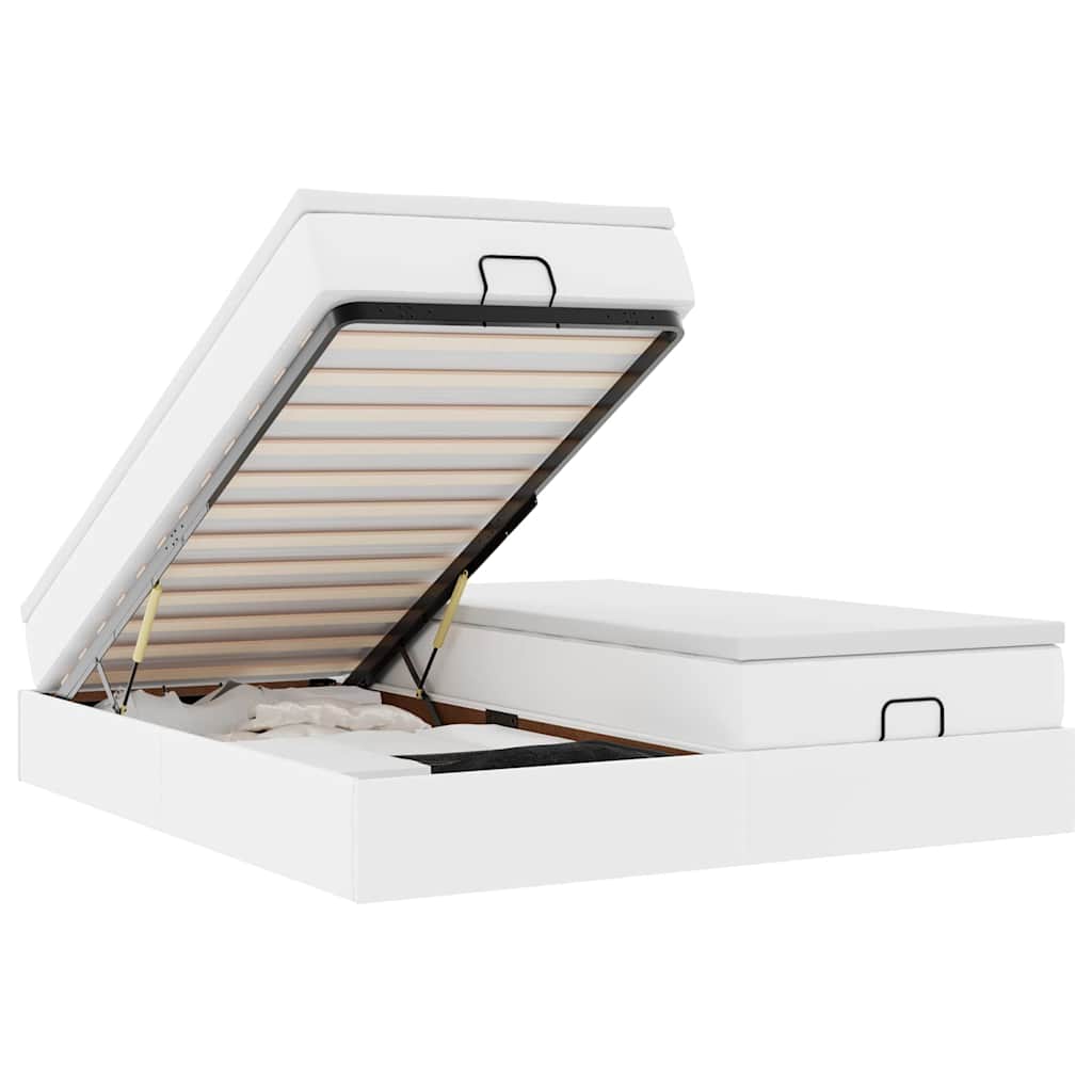 Οθωμανικό κρεβάτι με στρώματα Λευκό 160x200cm Faux Leather - Pakobazaar