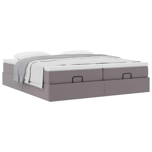 Οθωμανικό κρεβάτι με στρώματα Γκρι 160x200cm Faux Leather - Pakobazaar