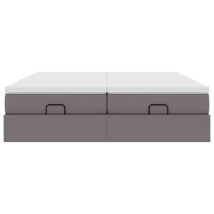Οθωμανικό κρεβάτι με στρώματα Γκρι 160x200cm Faux Leather - Pakobazaar