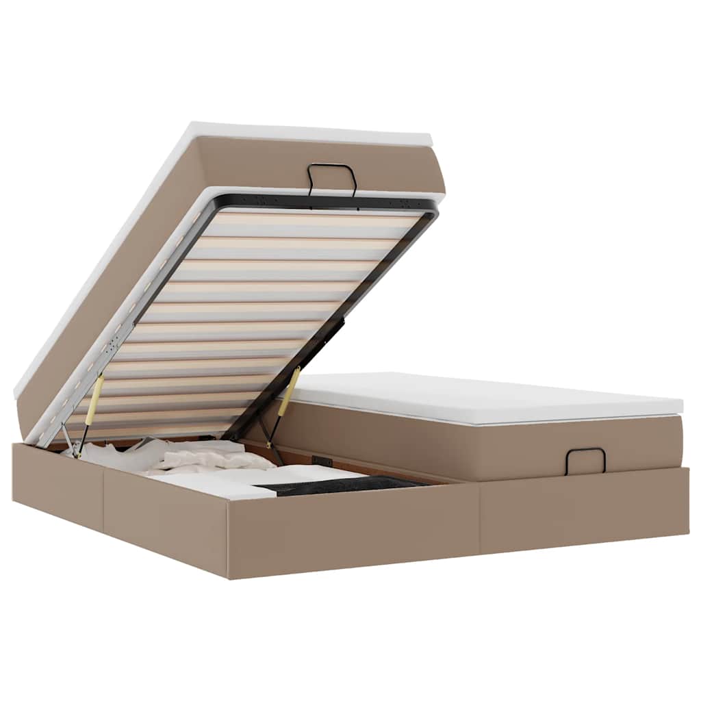 Οθωμανικό κρεβάτι με στρώματα Cappucino 160x200cm Faux Leather