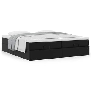 Οθωμανικό κρεβάτι με στρώματα Μαύρο 180x200cm Faux Leather