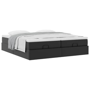 Οθωμανικό κρεβάτι με στρώματα Μαύρο 180x200cm Faux Leather