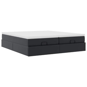 Οθωμανικό κρεβάτι με στρώματα Μαύρο 180x200cm Faux Leather