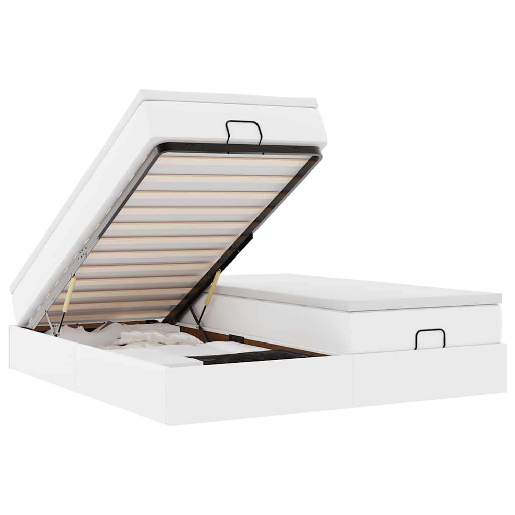 Οθωμανικό κρεβάτι με στρώματα Λευκό 180x200cm Faux Leather - Pakobazaar