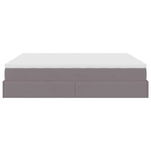 Οθωμανικό Κρεβάτι με Στρώματα Γκρι 180x200cm Faux Leather