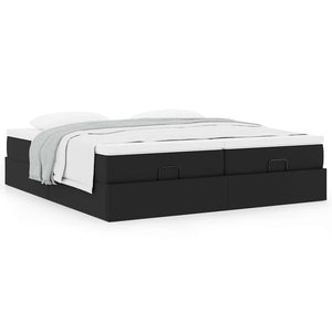Οθωμανικό κρεβάτι με στρώματα Μαύρο 200x200cm Faux Leather - Pakobazaar