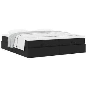 Οθωμανικό κρεβάτι με στρώματα Μαύρο 200x200cm Faux Leather - Pakobazaar