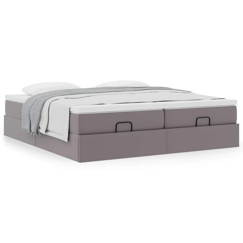 Οθωμανικό κρεβάτι με στρώματα Γκρι 200x200cm Faux Leather - Pakobazaar