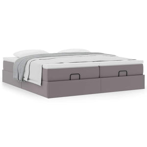 Οθωμανικό κρεβάτι με στρώματα Γκρι 200x200cm Faux Leather - Pakobazaar