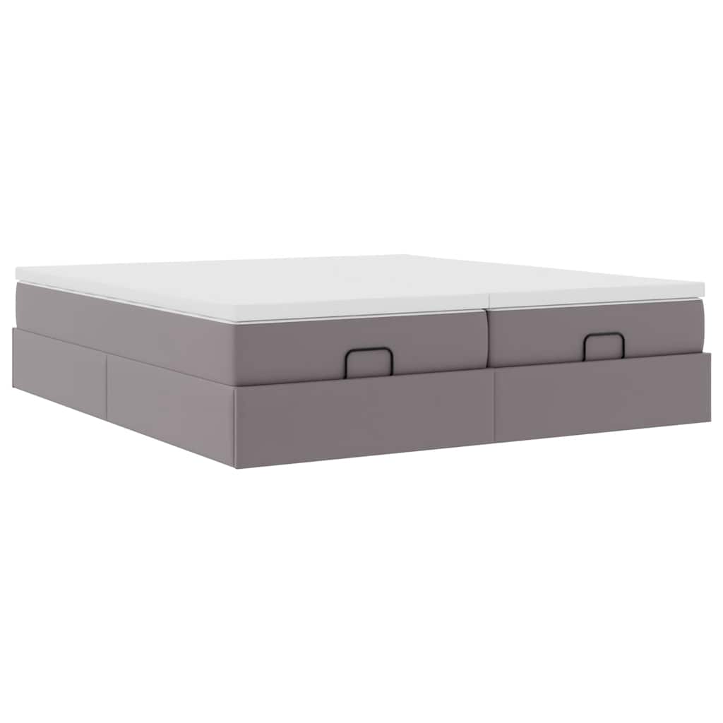 Οθωμανικό κρεβάτι με στρώματα Γκρι 200x200cm Faux Leather - Pakobazaar