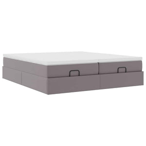 Οθωμανικό κρεβάτι με στρώματα Γκρι 200x200cm Faux Leather - Pakobazaar