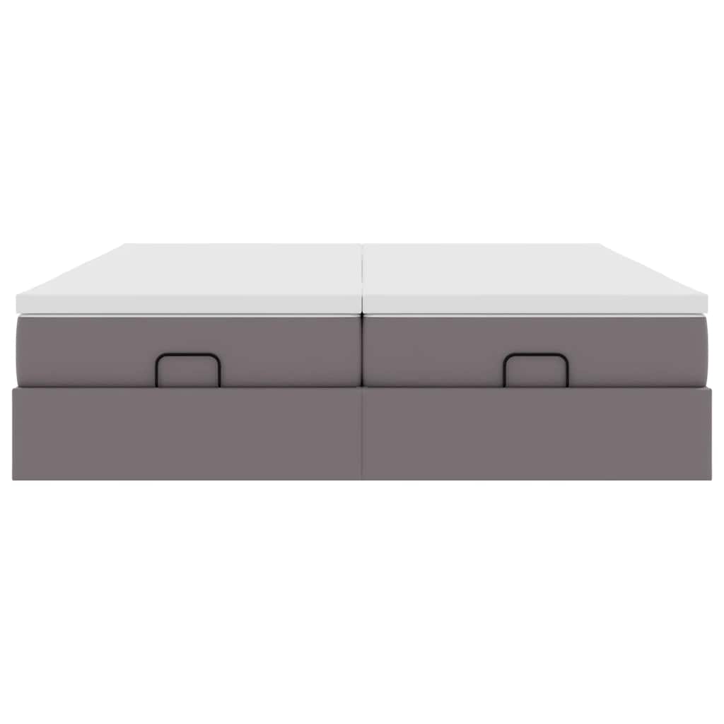 Οθωμανικό κρεβάτι με στρώματα Γκρι 200x200cm Faux Leather - Pakobazaar