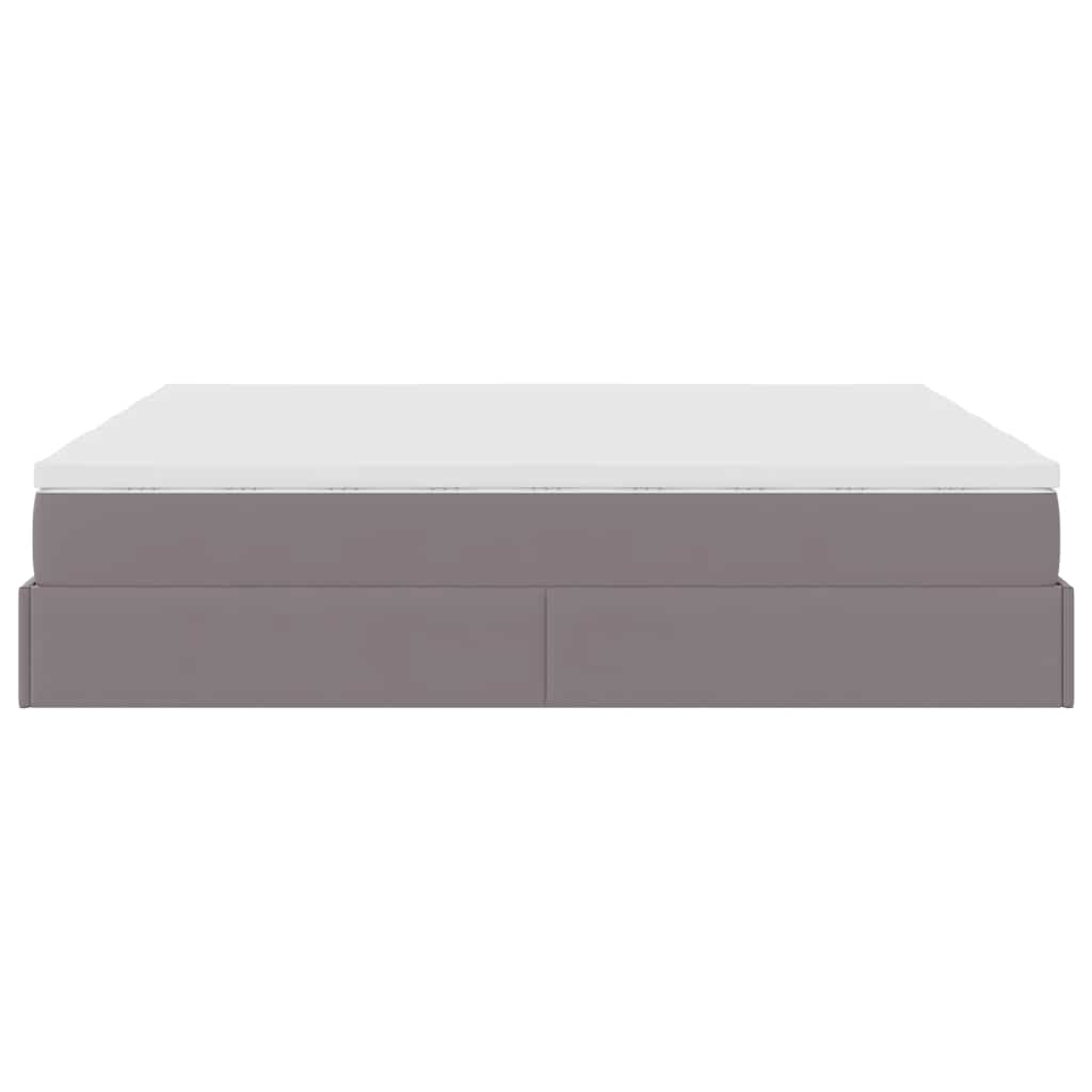Οθωμανικό κρεβάτι με στρώματα Γκρι 200x200cm Faux Leather - Pakobazaar