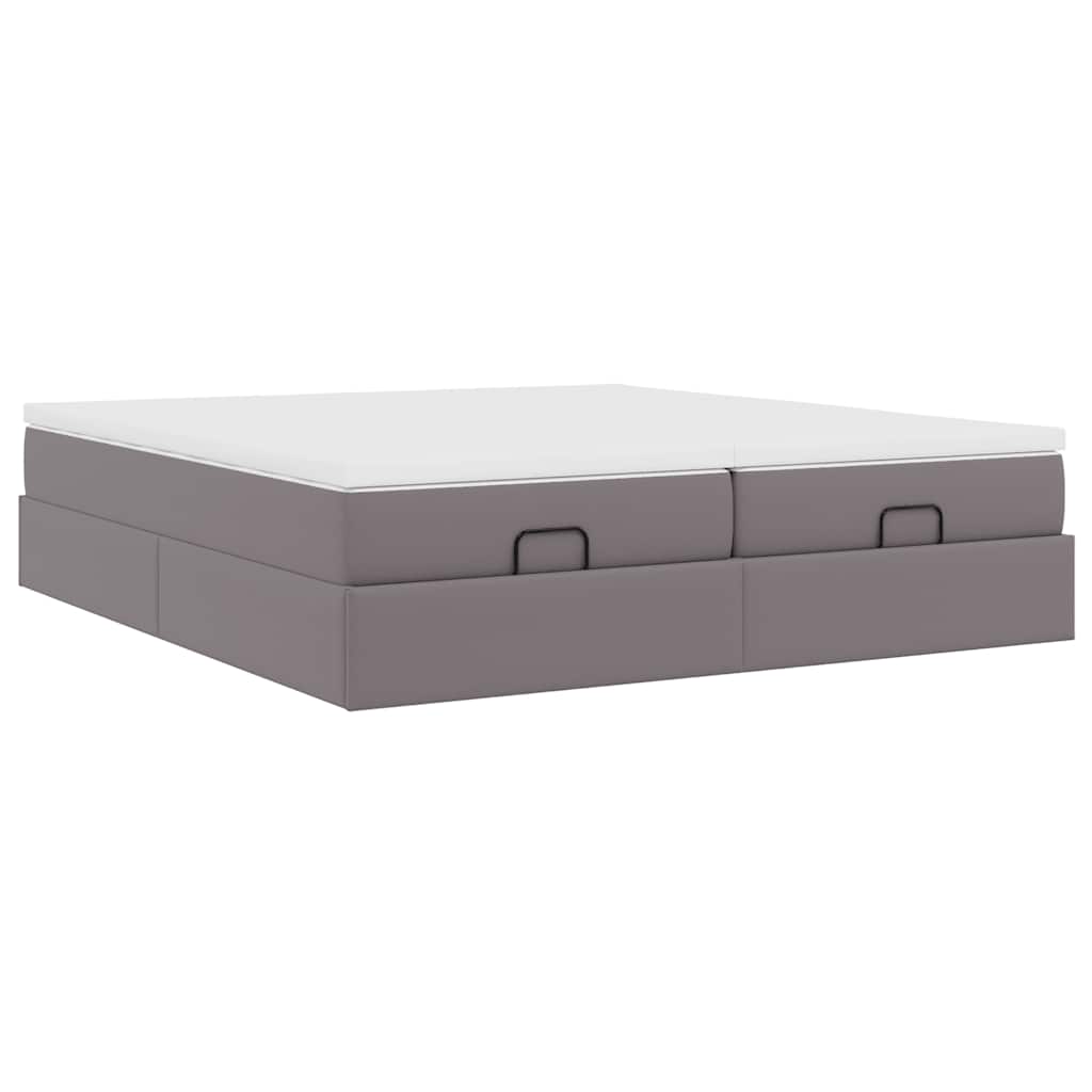 Οθωμανικό κρεβάτι με στρώματα Γκρι 200x200cm Faux Leather - Pakobazaar