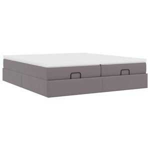 Οθωμανικό κρεβάτι με στρώματα Γκρι 200x200cm Faux Leather - Pakobazaar
