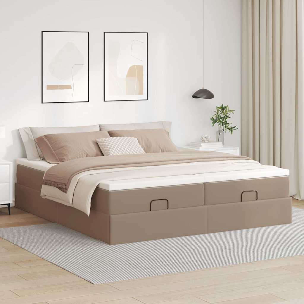 Οθωμανικό κρεβάτι με στρώματα Cappucino 200x200cm Faux Leather - Pakobazaar