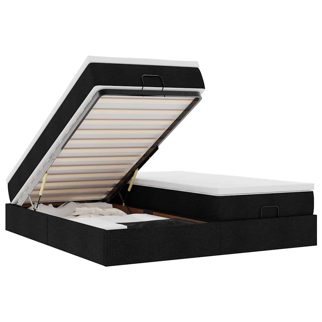 Οθωμανικό κρεβάτι με στρώματα Μαύρο 160x200cm Ύφασμα - Pakobazaar