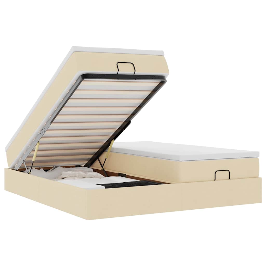 Οθωμανικό Κρεβάτι με Στρώματα Κρέμα 160x200cm Ύφασμα - Pakobazaar