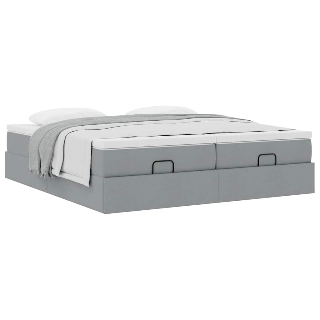 Οθωμανικό κρεβάτι με στρώματα ανοιχτό γκρι 180x200cm ύφασμα - Pakobazaar