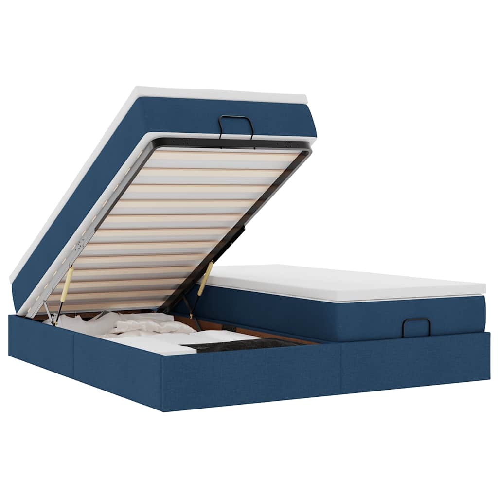 Οθωμανικό κρεβάτι με στρώματα μπλε 180x200cm ύφασμα