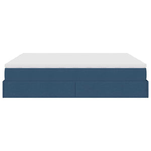Οθωμανικό κρεβάτι με στρώματα μπλε 180x200cm ύφασμα