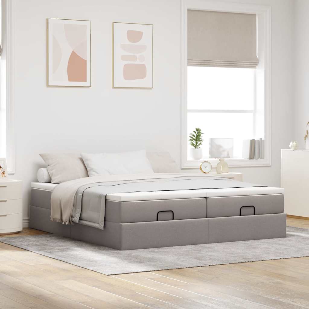 Οθωμανικό κρεβάτι με στρώματα Taupe 200x200cm ύφασμα - Pakobazaar