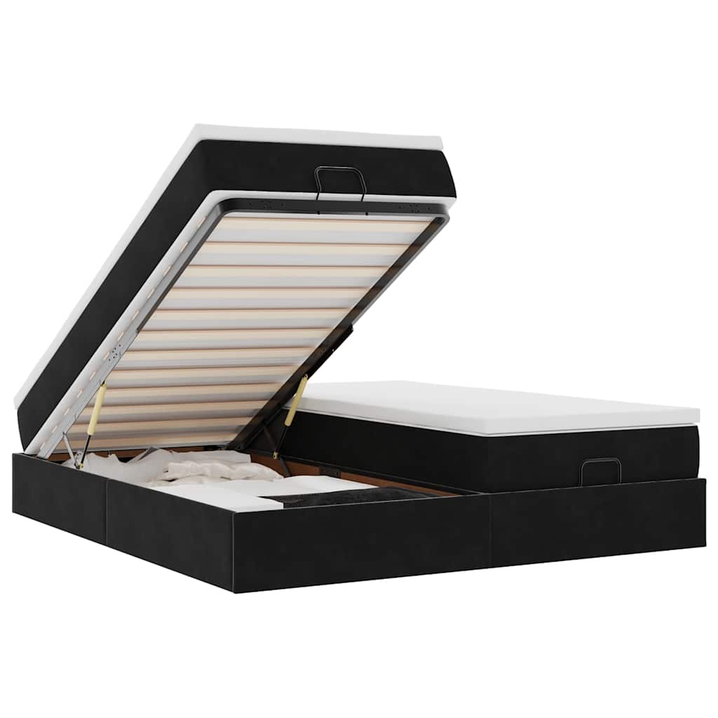 Οθωμανικό κρεβάτι με στρώματα Μαύρο 160x200cm Velvet